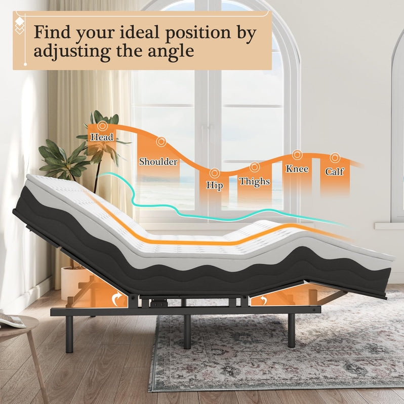 Adjustable Bed Frame -Wireless Remote -Memory Function -Adjustable Bed Base -Head and Foot Lift Incline -Zero Gravity -Quiet Motorfor Lying Down, Reading, Watching TV,Fatigue,BackacheFULL