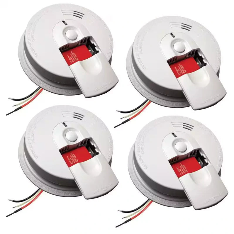 i4618 4-Pack Hardwired Smoke Alarm with Ionization Sensor, 120V AC, 9V Battery Backup