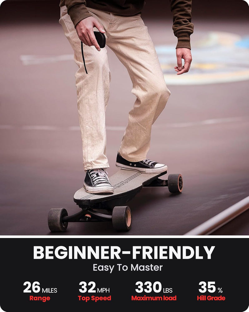 Caribou Electric Skateboard 32 MPH, 26 Mile Range, Dual 1000W Motors, Longboard for Adults & Teens, 6-Month Warranty