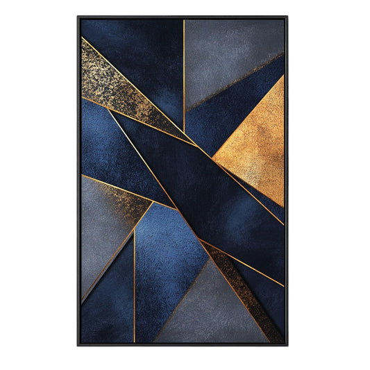 Vontry Large Abstract Canvas Print - Navy Blue & Gold Foil Wall Decor - Modern Framed Artwork for Living Room, Bedroom & Office - Ready to Hang