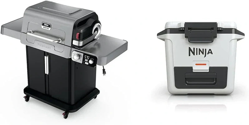 Ninja FlexFlame, Grill and Smoker, Electric and Propane Grill, Roaster, BBQ Grill, 5-in-1 Cooking System, 3 Burner, Digital Control, Outdoor Cooking, Griddle, Pizza Maker, Stainless Steel, PG301