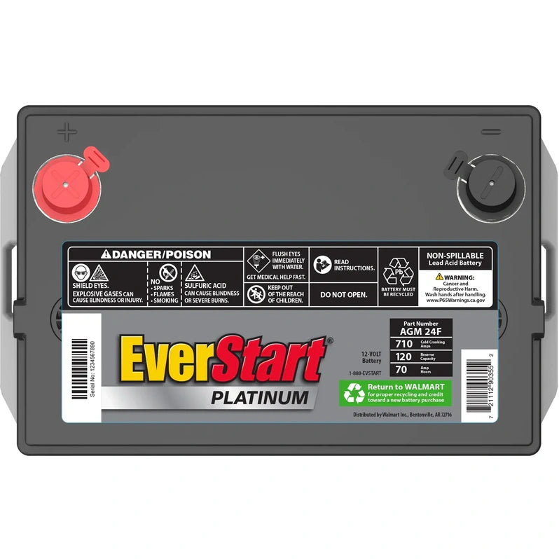 EverStart Platinum AGM Automotive Battery, Group Size 24F 12 Volt, 750 CCA - MadeInUSA