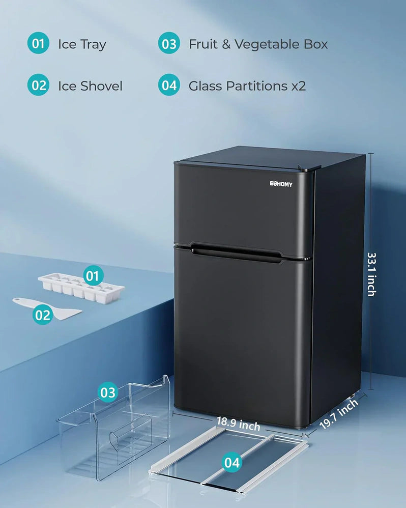 3.2 Cu.Ft Mini Fridge with Freezer 2-Door Compact Refrigerator for Bedroom, Dorm, Office or Apartment, Silver3.2 Cu.Ft Mini Fridge with Freezer 2-Door Compact Refrigerator for Bedroom, Dorm, Office or Apartment, Silver