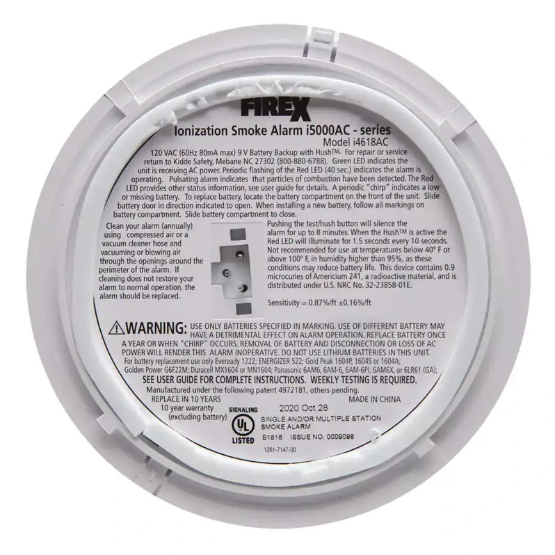 Pack Hardwired Smoke Alarm with Ionization Sensor, 120V AC, 9V Battery Backup