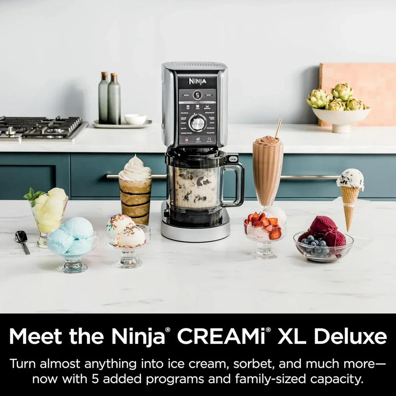 Ninja NC301 CREAMi Ice Cream Maker, for Gelato, Mix-ins, Milkshakes, Sorbet, Smoothie Bowls & More, 7 One-Touch Programs, with (2) Pint Containers & Lids, Compact Size, Perfect for Kids, Silver