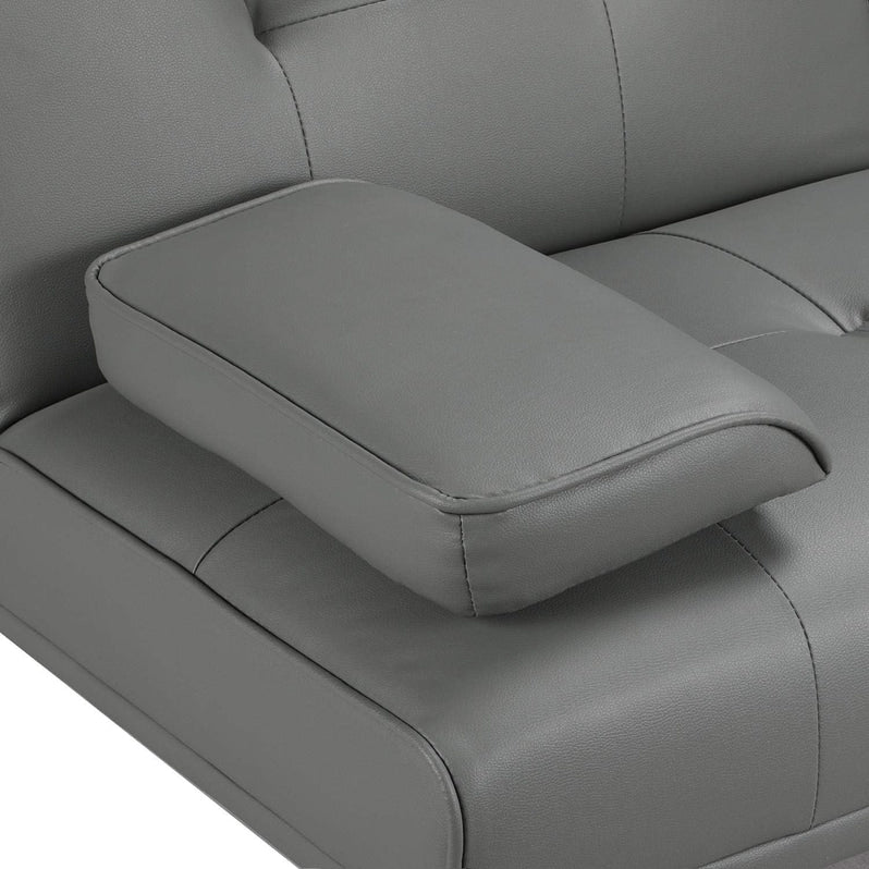 Yaheetech Convertible Sofa Bed Adjustable Couch Sleeper Modern Faux Leather Home Recliner Reversible Loveseat Folding Daybed Guest Bed, Removable Armrests, Cup Holders, 3 Angles, 772lb Capacity, Black