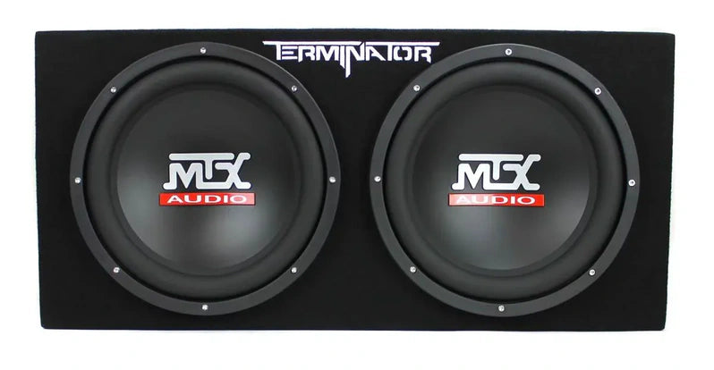 MTX 12" Dual Loaded Car Subwoofer w/Sub Box, Amplifier, & QPower Wiring Kit