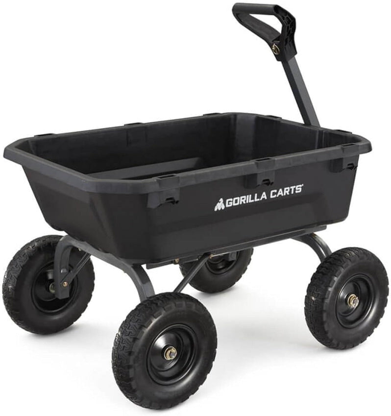 7GCG-NF Heavy-Duty Poly Dump Garden Cart with No-Flat Tires, 7 Cubic Feet, 1200-Pound Capacity, Black, Amazon Exclusive